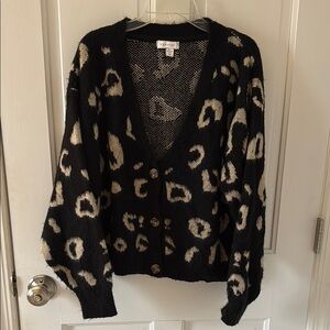 Topshop Leopard Print Black and Cream Sweater